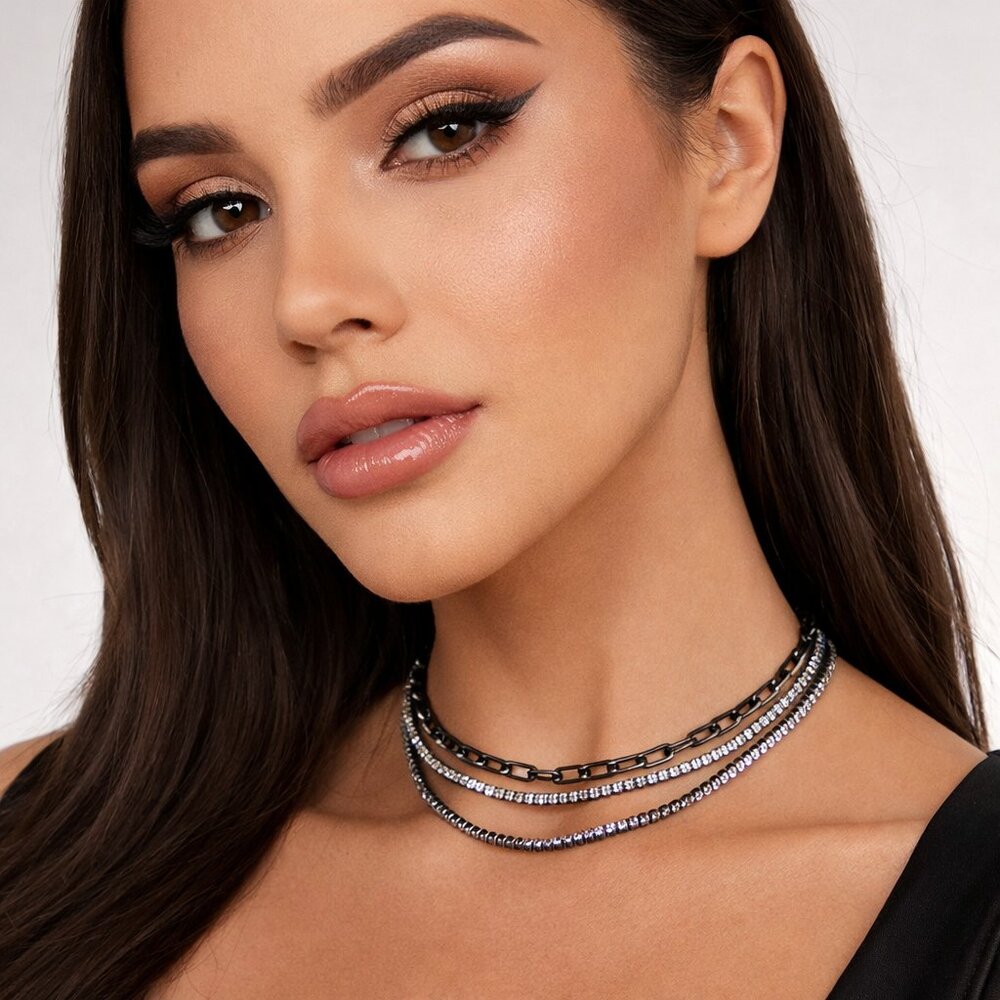 Express Black‎ 3-Layer Statement Necklace NWT | 15” + 2.5” Extender